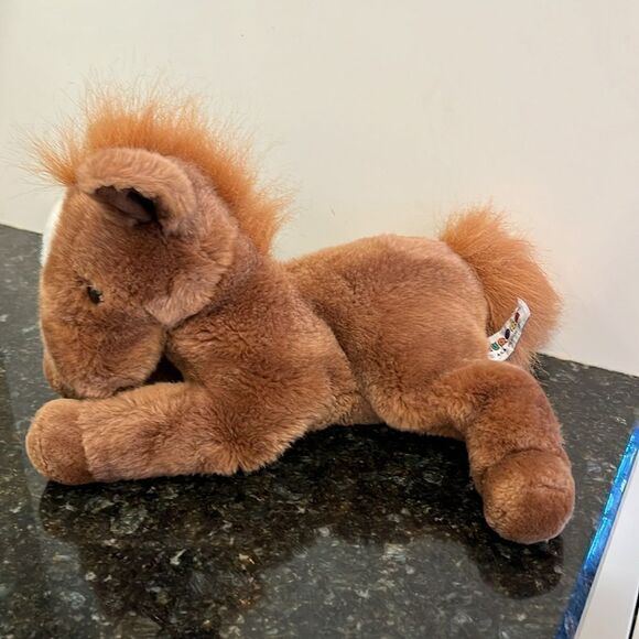 Aurora Plush Pony Brown Sitting Stuffed Animal White Star On Forehead Toy 13” - Picture 5 of 10